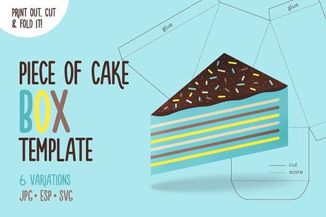 Printable Box Template - Cake Slice by moibalkon on @creativemarket Cake Slice Template, Cake Packaging Design, Packaging Design Box, Cake Slice Boxes, Box Clipart, Slice Cake, Box Templates, Printable Box, Papercraft Printable