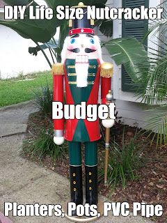 DIY Lifesize Nutcracker on a budget, Pots, Planters and PVC. Lifesize Nutcracker, Life Size Nutcracker, Large Nutcracker, Diy Nutcracker, Best Outdoor Christmas Decorations, Nutcracker Christmas Decorations, Christmas Yard Decorations, Christmas Tablescape, Christmas Tree Painting