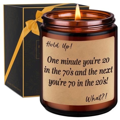 PRICES MAY VARY. Funny 70th birthday gifts for women & men; Our scented candle is a thoughtful and heartfelt 70th birthday gift choice, conveying your wishes and appreciation; A funny and unique 70th birthday gift for friend, coworker, husband, dad, mom, grandma, grandpa, wife, bestie, sister, or anyone with a sense of humor A huge hit at 70th birthday celebration; The candle’s hilarious saying “One minute you’re 20 in the 70’s and the next you’re 70 in the 20’s!” adds a touch of humor, making i Diy 70th Birthday Gift Ideas, 70th Birthday Ideas For Mom Gift, 70th Birthday Party Ideas For Dad, 70 Birthday Party Ideas, 70th Birthday Gifts For Women, 70th Birthday Ideas For Mom, Funny 70th Birthday, 70th Birthday Presents, Funny Products