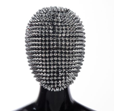 Margiela Mask, Chrome Fashion, Couture Face Mask, Spikes Fashion, Biker Mask, Performance Hairstyles, Dress Bar, Unique Masks, Designer Face Mask