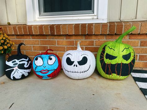 Painted Pumpkin Nightmare Before Christmas, Sally And Jack Pumpkin Painting, Pumpkin Painting Ideas Nightmare Before Christmas, Jack Skellington Pumpkin Painting, Jack Pumpkin Painting, Nightmare Before Christmas Pumpkin Paint, Beetle Juice Pumpkin Painting, Oogie Boogie Pumpkin Painting, Hocus Pocus Pumpkin Painting