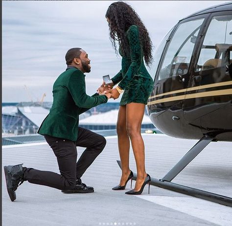 Man Proposes To His Girlfriend Beside A Helicopter. Photos - Romance - Nigeria Photo Romance, Man Proposing, Engagement Locations, Surprise Proposal, My Dream Came True, Proposal Engagement, Marriage Proposals, Black Love, Future Wedding