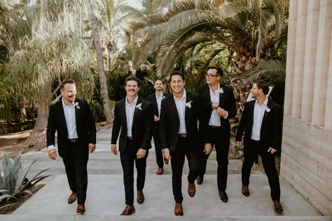 Black Suit Brown Shoes, Casual Groomsmen Attire, Groomsmen Attire Black, Groomsmen Attire Beach Wedding, Black Groomsmen Suits, Groom Attire Black, Groomsmen Colours, Casual Groomsmen, Beach Wedding Black