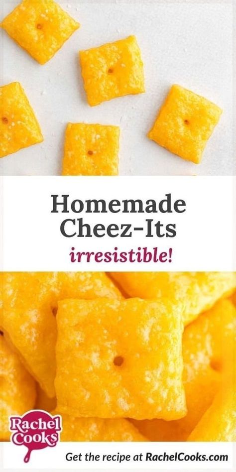 In need of a new snack recipe for the kids? Try making homemade own Cheez-Its, the popular cheddar cheese crackers. They’re so delicious, and easier to make than you might think. Crisp golden cheddar cheese crackers are wholesomely addictively delicious. They are surprisingly easy to make. You probably have everything you need in your pantry and refrigerator: sharp Cheddar cheese, butter, flour, ground mustard, salt, and water. Cheez It Recipe, Cheez Its, Cheese Cracker Recipe, Homemade Cheez Its, Homemade Cheese Crackers, Healthy Homemade Snacks, Crackers Recipe, Queso Cheddar, Homemade Crackers