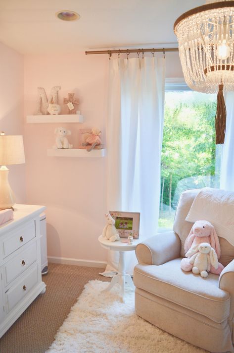 Pink White Nursery Ideas, Comfy Nursery Ideas, Light Blush Nursery, Light Pink And Neutral Nursery, White Nursery With Pink Accents, Pink Beige Nursery, Pastel Pink Nursery Ideas, Light Pink And White Nursery, Neutral Pink Nursery Ideas