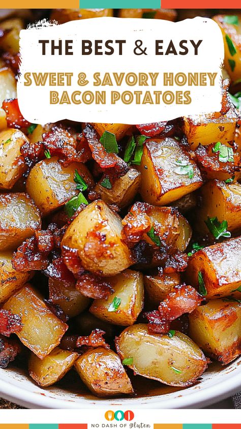 Sweet and Savory Honey Bacon Potatoes Maple Bacon Sweet Potato Hash, Potato And Bacon Bake, Honey Bacon Roasted Potatoes, Bacon And Potato Recipes, Honey Gold Potatoes Recipes, Honey Garlic Potatoes, Honey Roasted Sweet Potatoes, Bacon Side Dishes, Recipes With Bacon