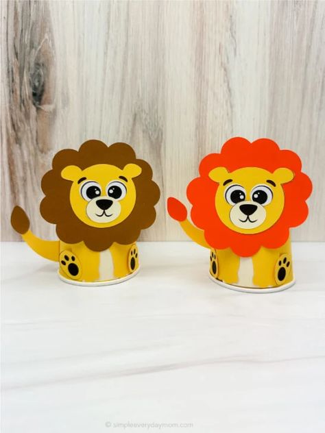 "The Lion Paper Cup Craft is an engaging and creative activity that takes learning about animals to a new level. It allows kids to transform a simple paper cup into a representation of one of the most majestic creatures in the animal kingdom - the lion. It's also an educational journey for Kids. As they assemble their lion, kids learn about this fascinating animal, its characteristics, and its place in the wild. This hands-on approach to learning helps retain information more effectively. " Paper Cup Animal Craft, Animal Kingdom Activities For Kids, Lion Arts And Crafts, Wild Animals Activities For Kids, Lion Crafts For Kids, Paper Cup Crafts For Kids, Paper Cup Art, Retain Information, Paper Cup Crafts