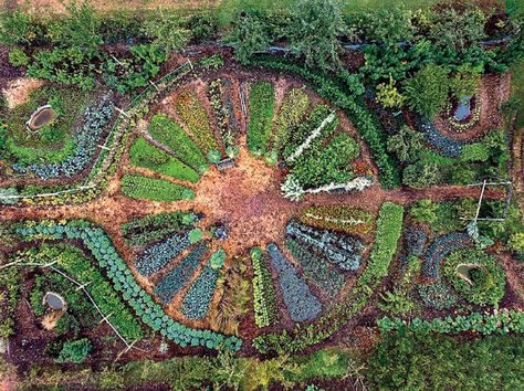 Avantgardens. The mandala garden at Le Ferme du Bec Hellouin in Normandy, France, an experiment in how to grow the most food possible, in the most ecological way possible, and create a farm model that can carry us into a post-carbon future Biodynamic Gardening, Mandala Garden, Garden Pavillion, Kebun Herbal, Ornamental Garden, Vegetable Garden Planner, Garden Magic, Garden Layout Vegetable, Herb Garden Design