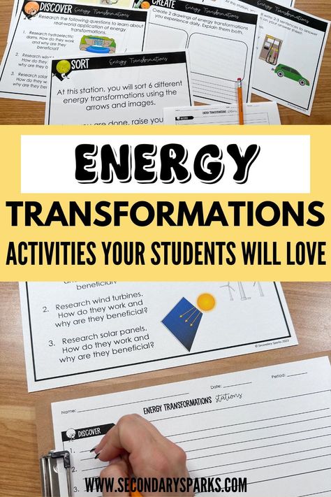 One of the most engaging physical science units in middle school science is energy forms and energy transfromations. Stations labs, CER stations activities, interactive science notebook activites and more are included in this blog post. Learn more about teaching energy transformations in middle school science. Energy Transfer Activities, Thermal Energy Activities, Energy Transformations Activities, 4th Grade Science Experiments, Middle School Science Lab, Teaching Energy, Energy Forms, Physics Lessons, Chemical Energy