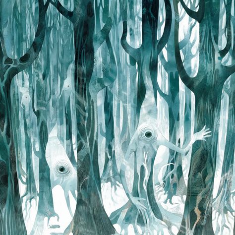 A glimpse into the haunted forest. You probably shouldn't have taken that last hit. #spooky #forest #halloween #scary #haunted #weird #weirdsy Haunted Forest Illustration, Scary Forest Illustration, Spooky Forest Illustration, Spooky Forest Art, Haunted Forest Ideas, Woods Scary, Haunted Art, Scary Woods, Scary Forest