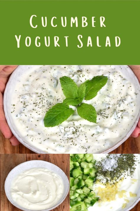 Cucumber Mint Salad, Cucumber Yogurt Salad, Lebanese Salad, Yogurt Salad, Easy Cucumber Salad, Cucumber Yogurt, Mint Yogurt, Creamy Cucumber Salad, Lebanese Food