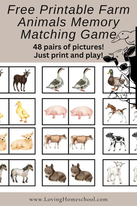 Match Farm Animals pictures with this Free Printable Farm Animals Memory Matching Game! Perfect for elementary, preschool and even toddler ages! Farm Animals Games Preschool, Farm Animal Matching Game Free Printable, Free Printable Memory Game, Farm Animal Pictures Free Printable, Free Printable Farm Animals, Animal Memory Game, Printable Farm Animals, Farm Animals Games, Farm Animals Pictures