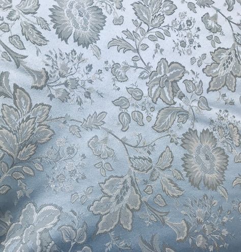 Blue Brocade Fabric, Rococo Aesthetic, Classic French Style, Period Pieces, Victorian Costume, French Silk, Antique Floral, Floral Damask, Antique Blue