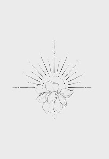 Sun And Flowers Drawing, Shine Tattoo Ideas, Flower And Sun Tattoo, Sun Tattoo Fine Line, Boba Tattoo, Dainty Sun Tattoo, Sun And Flower Tattoo, Fine Line Sun Tattoo, Simple Sun Tattoo