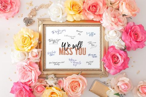 Farewell Party Ideas, Farewell Gifts For Friends, Farewell Party Decorations, Bridal Party Sign, Open Bar Sign, Farewell Party, Will Miss You, Seating Sign, Farewell Parties