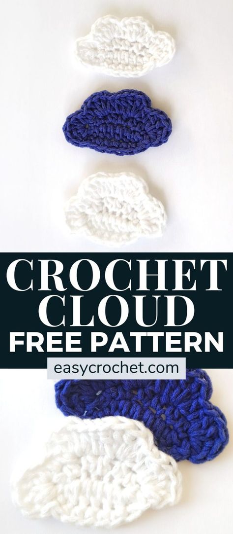 Crochet Cloud Pattern, Crochet Cloud, Crochet Applique Patterns Free, Crochet Appliques, Cloud Pattern, Crochet Abbreviations, Easy Crochet Projects, Crochet Simple, Crochet Bookmarks