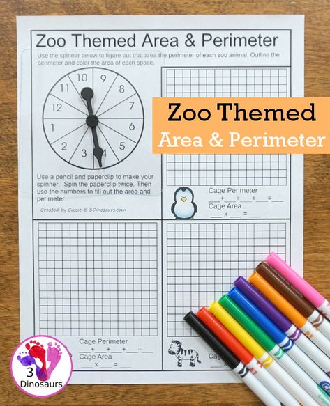 Area Lesson, Area And Perimeter Worksheets, Math Fact Games, Zoo Activities, November Books, 3 Dinosaurs, Zoo Theme, Math Pages, Math Riddles