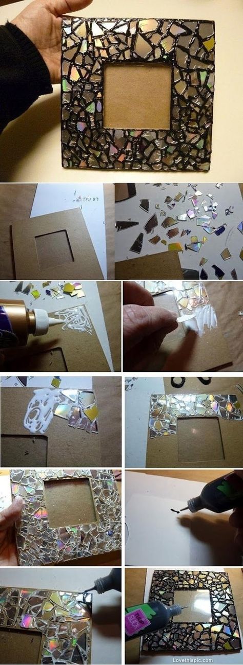 Cd Mosaic, Projek Diy, Diy Para A Casa, Dekorasi Bohemia, Old Cd, Mirror Frame Diy, Diy Photo Frames, Folding Origami, Cd Crafts