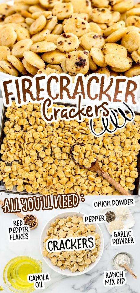 Firecracker Crackers Firecracker Recipe, Firecrackers Recipe, Spicy Crackers Recipe, Firecracker Crackers, Spicy Crackers, Party Mix Snacks, Seasoned Crackers, Best Easy Dinner Recipes, Crispy Crackers