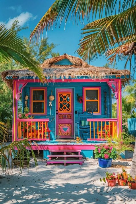 Colorful House, Dream Beach Houses, Dream Life House, Beach Shack, Beach House Design, Dream House Rooms, Dream Beach, Cute House, Beach Hut