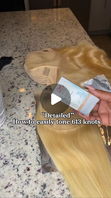 @wigsbymelanatedslay on Instagram: "⤵️Detailed how to tone your 613 knots (results at end)  1. 1 bottle of Wella toner 35 2. 10 developer  3. Pour developer in bottle twice which equals  1 and 2 parts 4. leave 10 minutes  5. Rinse 6. Air dry  . . . . . . #closurewigs #explorepage #lacewigs #frontalsewin #silkpress #boldholdlacetape #atlhairstylist #atlhair #makeup #protectivestyles #naturalhair #wigs #sewins #hairtutorial #fulllacewig #brazilianhair #curlyhair #houstonhairstylist #customwigs #closuresewin #nashvillehairstylist #wigsforsale #fulllacewigs #alopecia #bobwig #floridahairstylist #dallashairstylist" Tone 613 Wig, Wella T15 Before And After, T15 Wella Toner Before And After, Wella T28 Before And After, T11 Toner Wella, T35 Wella Toner Before And After, Toned 613 Wig, T18 Toner Before And After, Wella Toner Chart Before And After