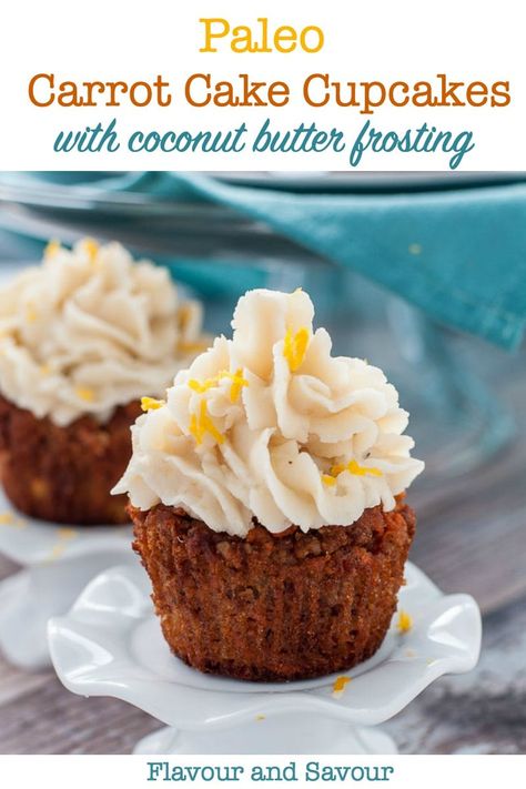 These paleo cupcakes are grain-free, dairy-free and refined sugar free. Seriously good! Just as moist, tender and delicious as a traditional carrot cake! #paleo #carrot_cake #cupcakes #coconutbutter #icing #frosting #gluten_free #almondflour Gluten Free Carrot Cake Cupcakes, Paleo Cupcakes, Paleo Carrot Cake, Gluten Free Carrot Cake, Moist Carrot Cakes, Lemon Frosting, Paleo Cookies, Paleo Baking, Carrot Cake Cupcakes