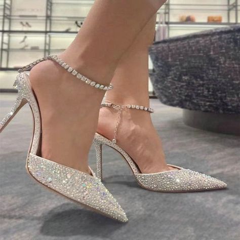 Sparkly Wedding Heels, Rhinestones Heels, Princess Heels, Wedding Shoes Women, Bride Heels, Rhinestone Wedding Shoes, White Bridal Shoes, Diamond Heels, Wedding Shoes Bride