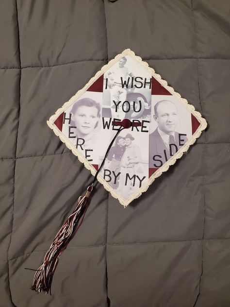 Grandparents Graduation Cap, In Loving Memory Graduation Caps, Memory Graduation Cap, Cap Inspiration, Pictures At Home, College Graduation Cap Decoration, Senior Ideas, Family Oriented, Great Grandparents