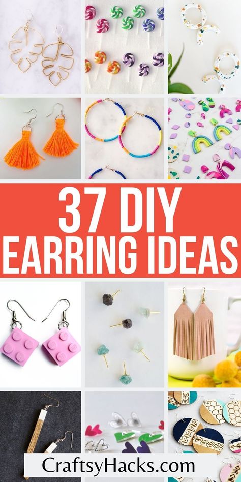 Diy Earrings For Beginners, Easy Garden Decor, Easy Jewelry Making Ideas, Free Jewelry Making Projects, Diy Earrings Tutorial, Making Jewelry For Beginners, Earrings Diy Handmade, Diy Earrings Easy, Diy Jewelry To Sell