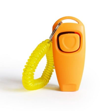 A -have device for effective sound training, this dog training clicker is a perfect sound training tool to teach your pet basic obedience skills and movements as you whistle different commands, train your dog to sit, lie down, fetch, roll over and quiet down. Features: Two bright colors, it will be a effective and happy communication mode with the pet. Made of durable PC , attached to a standard chain and elastic , it is extremely portable. 2 in 1 Dog Training Tool Whistle and Clicker to teach y Dog Training Tools, Train Your Dog, Training Tools, Pet Training, Training Your Dog, Dogs Cats, Wrist Strap, Pets Cats, For Dogs