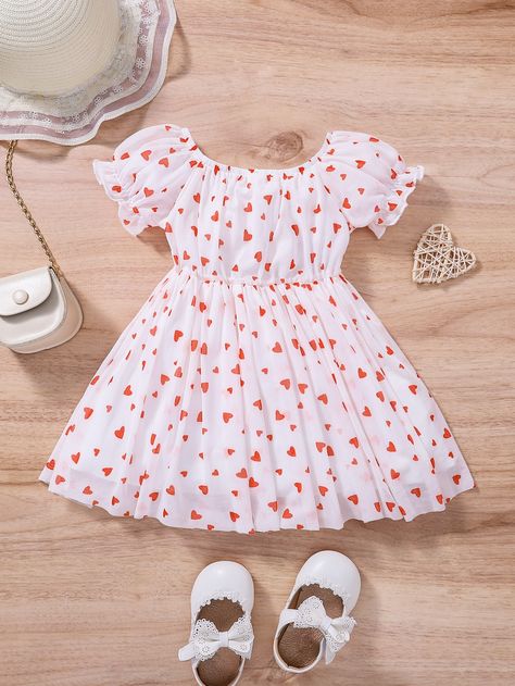 Kids Dress Shoes, Kids Dress Collection, Baby Heart, Christmas Dresses, Polo Design, Kids Dress Patterns, Cute Dress Outfits, Kids Designer Dresses, Puff Sleeve Dress