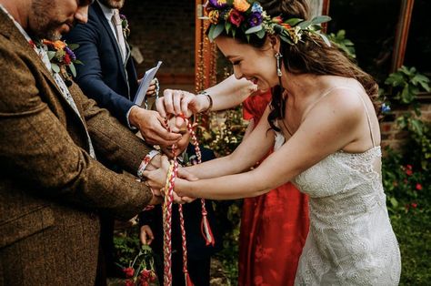 Hand Fastening Ceremony, Weddings Under 5000, Handfasting Wedding, Hand Fasting, Handfasting Cords, Pagan Wedding, Happy Bride, Religious Wedding, Commitment Ceremony