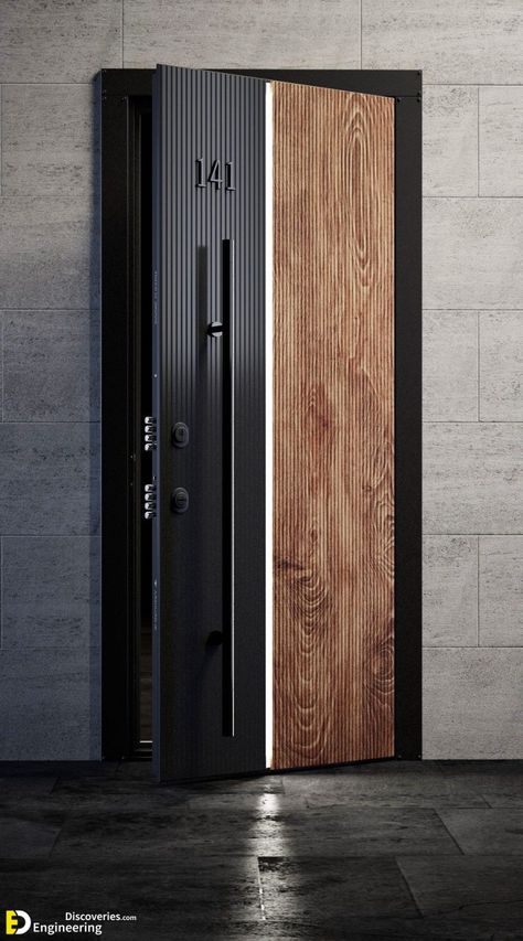 36+ Modern Door Design Ideas - Engineering Discoveries House Main Door, Flush Door Design, Detail Arsitektur, Modern Entrance Door, House Main Door Design, Eksterior Modern, Main Entrance Door Design, Stylish Doors, Villain Outfits