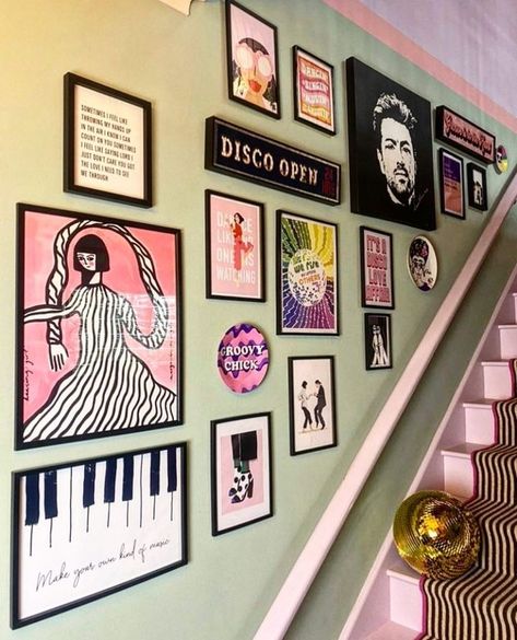 #gallerywallart on Instagram | Hashtags Stairs And Hallway Ideas, Disco Dancing, Disco Dance, Music Artwork, Watch This Space, Music Themed, Stair Runner, Hallway Ideas, Absolutely Fabulous