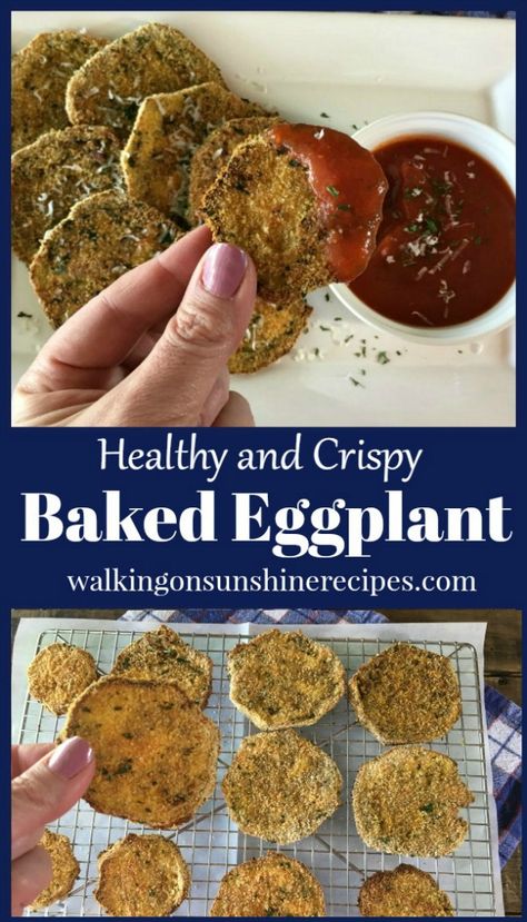 Crispy Baked Eggplant, Baked Eggplant Recipes, Baked Eggplant Slices, Crispy Eggplant, Eggplant Recipes Easy, Eggplant Dishes, Walking On Sunshine, Baked Eggplant, Homemade Tomato Sauce