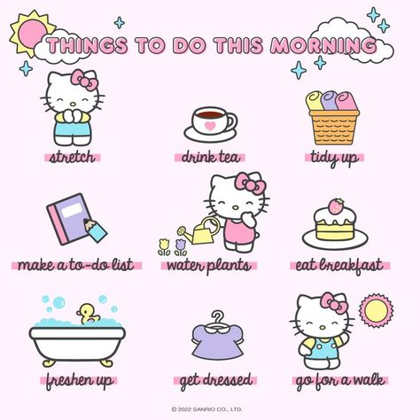 #WellnessWednesday: Morning habits make a big impact on the rest of your day✨ What’s your morning routine? Kitty Aesthetic, Hello Kitty Aesthetic, Self Care Bullet Journal, Morning Habits, Get My Life Together, Hello Kitty Collection, Girl Tips, Self Care Activities, Overall Health