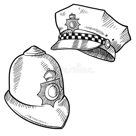 Hats Sketch, Police Hat, Make Money Today, Doodle Style, Drawing Sketches, Stock Images Free, Stock Vector, Vector Illustration, Art Inspiration