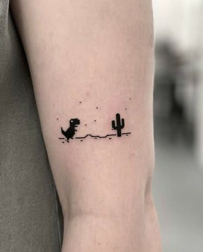 #fashion, #style Dinasour Tattoo Tiny, Dino Tattoo Cute Small, Henna Dinosaur, Matching Gaming Tattoos, Simple Guy Tattoos, Dino Tattoo Ideas, Simple Cool Tattoos, Little Dinosaur Tattoo, Dino Tattoo Cute