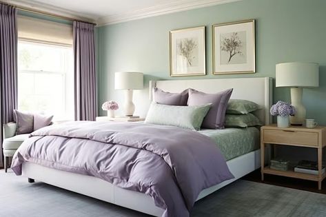 What Color Goes With Lilac? - Calming Shades of Pastel Purple Lilac Master Bedrooms Decor, Mint And Lilac Bedroom, Sage And Purple Bedroom, Lilac And Green Bedroom, Sage Green And Lavender Bedroom, Sage Green And Purple Bedroom, Lavender And Sage Bedroom, Green And Lavender Bedroom, Sage And Lavender Bedroom