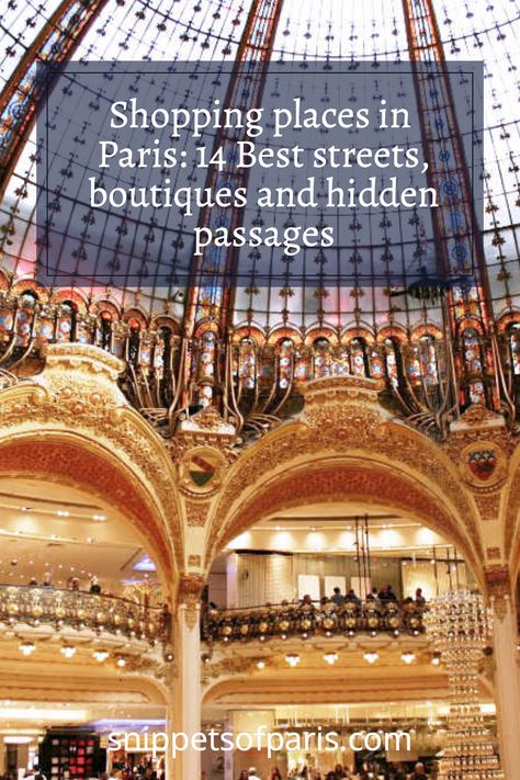 From small boutiques, vintage shops, luxury department stores and classic malls, find out where to go for the best shopping in Paris. Paris Hidden Gems, Stores In Paris, Shopping In Paris, Places In Paris, Paris Sightseeing, Hidden Passage, France Itinerary, Small Boutiques, Paris Shopping