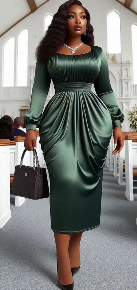 Credit: Vogue Secrets Big Ladies Gown, Dress For Church Classy Simple, Damask Gown Styles, Vogue Secrets, Latest Material Gown Styles, Dinner Dress Classy Elegant, Damask Styles, Gown For Ladies, Materials Gown Style