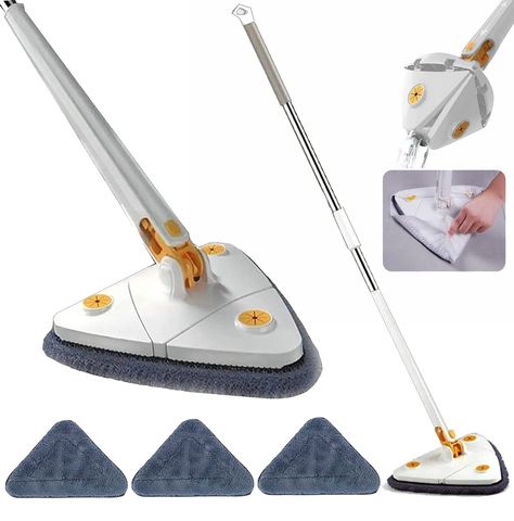 PRICES MAY VARY. 【360° Rotatable Adjustable Cleaning Mop】Triangular mops for floor cleaning is designed into 360° rotating mop head and triangular mop pad, and made it a truly professional floor cleaner for home. It can get the job done quickly and efficiently, and it is a perfect floor cleaning solution for daily and weekly cleaning floor to remove dust, pet hair, dirts, debris and more. 【Wet & Dry Cleaning Mop】This wall cleaner mop includes 3 microfiber cleaning pads for wet and dry cleaning. Floor Cleaning Solution, Dust Mop, Cleaning Mops, Backyard Remodel, Weekly Cleaning, Mop Pads, Cleaning Walls, Clean Microfiber, Diy Cleaning Products