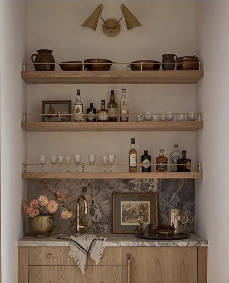 Bar Nook, Built In Bar, Home Bar Designs, Cocktails Bar, Coffee Corner, Mini Bar, House Inspo, Dream Home Design, Home Decor Kitchen