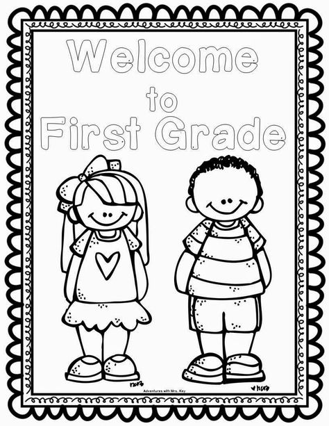 Welcome To First Grade Coloring Page, Welcome To 1st Grade, Welcome To First Grade, Portfolio Designs, August Themes, Welcome To School, First Grade Worksheets, First Day Of School Activities, Exterior Stairs