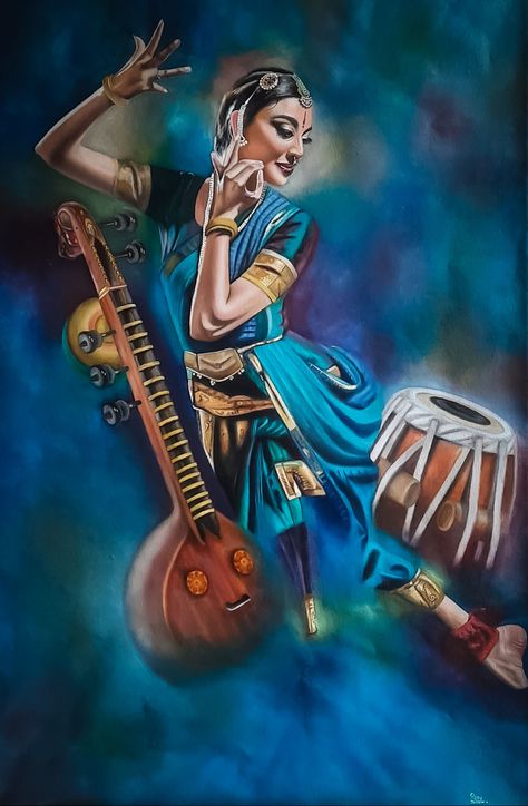 Dancing with the Wind: A Joyful Expression of Freedom . . . A special painting for all art lover, as its almost month end! . . . #art #artist #painting #talkingheads #faces #talk #heads #canvaspainting #paintingforsale #paintingsforsale #handpainting #paintingideas Music Art Painting, Hand Paintings, Composition Painting, Buy Paintings Online, Dancer Painting, Saree Painting, Boho Art Drawings, Dance Paintings, Photo To Art