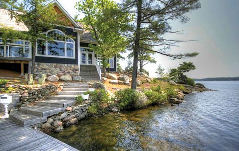 Cottages On The Lake, Cottage On Water, New Hampshire Lake House, Cottage On A Lake, Lake Front Cabin, Lake Front Cottage, Cottage On The Lake, Lakeside House, Sauble Beach