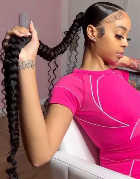 Ponytail Hairstyle Ideas, Sleek Braided Ponytail, Sleek Ponytail Hairstyles, Ponytail Hairstyle, Black Ponytail Hairstyles, Quick Braided Hairstyles, Cute Box Braids Hairstyles, Braided Ponytail Hairstyles, Protective Hairstyles Braids