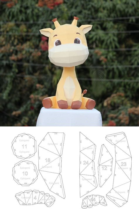 Printable Boxes | Gift Template Low Poly Papercraft, Paper Craft Template, Giraffe Crafts, 3d Templates, Hanging Craft Ideas, Origami Decoration, Paper Cutout Art, Paper Wall Hanging, Giraffe Pattern