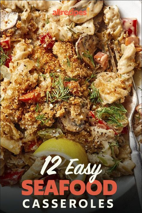 Seafood Casseroles Baked, Fish And Rice Casserole, Make Ahead Seafood Dishes, Pescatarian Casserole Recipes, Easy Seafood Casserole Recipes, Seafood Casserole Recipes Main Courses, Lent Friday Meals Dinners, Seafood Dishes For A Crowd, Good Friday Dinner Ideas