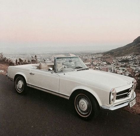 Imagine this for the drive to/from a wedding and then to the honeymoon destination 💭 A Hill, Convertible, Road, Cars, White